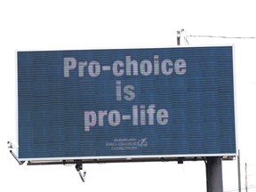 A digital billboard on The Kingsway on Tuesday. The Sudbury Pro-Choice Coalition has installed two billboards in the city. The other is along Lorne Street.