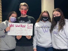 Taking their annual Walk for a Smile fundraiser online this year, Cambrian students raised $3,132, which will be donated to the Cambrian College student food bank and the Sudbury Food Bank.
