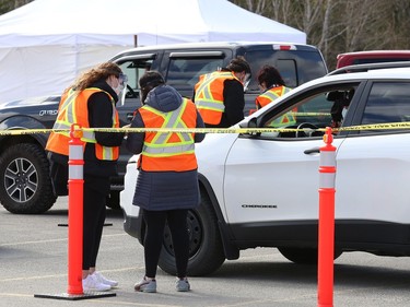 A drive-through vaccination clinic was held at the Primacy Medical Centre in a parking lot near the Real Canadian Superstore on Lasalle Boulevard in Sudbury, Ont. on Monday May 10, 2021. The medical centre provided the Moderna vaccine in collaboration with Public Health Sudbury and Districts. John Lappa/Sudbury Star/Postmedia Network