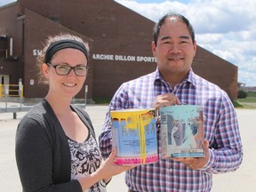 Scott Tam, environmental services manager for the City of Timmins, and Christina Beaton, the city's environmental coordinator, are seen here during a municipal hazardous and special waste day that was held in June 2018. They along with the city's energy consultant provided council with an update on the City of Timmins' energy and sustainability programs last week

Ron Grech/The Daily Press