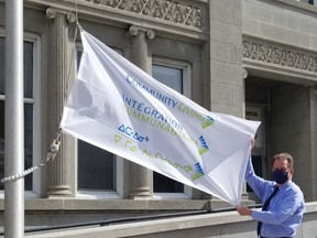 Timmins Mayor George Pirie raised a flag at city hall Thursday, proclaiming May as Community Living Month. Community Living Timmins assists people with intellectual disabilities by providing various programs and support for them.

Supplied