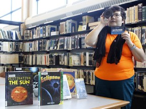 Karina Douglas-Takayesu, a reference librarian at the Timmins Public Library, advised people not to look directly into the sun if they are planning ot take in the partial solar eclipse on the morning Thursday, June 10. She will be hosting an information session about the eclipse on Tuesday at 6 p.m. via Zoom. 

RICHA BHOSALE/The Daily Press