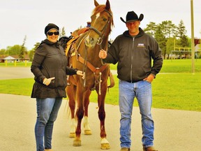 Shannon and Brad Adams have been married for 15 years and have two daughters. Together, they are engaged in a 10-day, 233-kilometre ride across Norfolk and Haldimand counties to raise awareness about Canada Blood Services' stem-cell registry and to raise funds for the Juravinski Cancer Centre in Hamilton. With the couple is their horse Sandor.