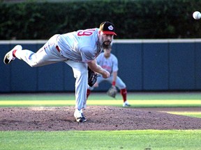 Port Dover's John Axford threw a scoreless inning for Canada in an exhibition game against Team USA. Photo courtesy www.baseball.ca