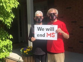 Nancy and Larry Lester participated in their own virtual MS Walk with a few friends in Tillsonburg on Sunday, May 30. (Submitted)