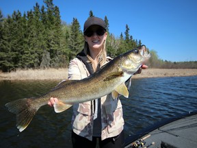 Shelby Gustafson with a post-spawn walleye opening weekend walleye.