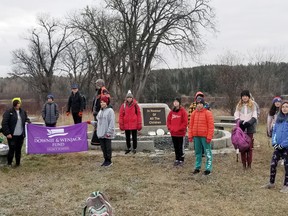 The Grade 7/8 class from Lillian Berg Public School in Vermillion Bay won an award for honouring the McIntosh Indian Residential School Memorial Site.