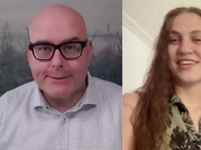 Ontario Liberal Leader Steven Del Duca and Bay of Quinte candidate Emilie Leneveu announce the party's education recovery plan Monday in an online news conference.