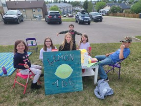 Youth from First Smiles Child Care hosted a lemonade stand to raise funds for the Cold Lake Community Garden Centre.  PHOTO SUBMITTED