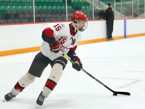 Miedema in action with the Quinte Red Devils.