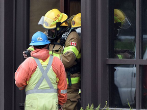 A provincial hazmat team, along with Chatham-Kent fire and emergency crews, continue to hold the scene Friday in downtown Wheatley due to a hydrogen sulphide gas leak that started Wednesday afternoon. (Handout)