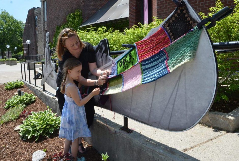 Yarn bombings in Owen Sound for Deafblind Awareness Month Owen Sound
