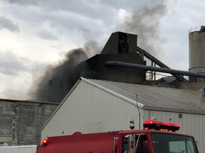 Greater Sudbury Fire Services responded with several units to a fire at the Fisher Wavy plant on Skead Road on Saturday morning.