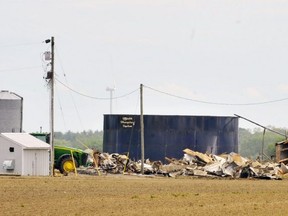 Nearly 10 pigs died in a barn fire at 1068 Lynn Valley Road east of Cockshutt Road Saturday that caused an estimated $350,000 damage. (Monte Sonnenberg, Postmedia Network)