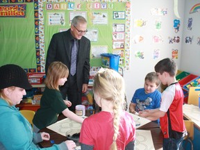 Superintendent Kevin Andrea is stepping down in July after 15 years with Northern Gateway Public Schools. At Pat Hardy Elementary School, Andrea visited in 2012 to meet the early learners.