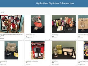 Some of the items available in the BBBS of Central Plains online auction. (screenshot)