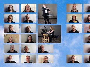 Choir Director Gerald LaRonde and accompanist Darlene TerMarsch recorded the music to two songs so that the 30 choir members could each make their own video recording. The individual recordings were then blended into one virtual choir performance for YouTube.