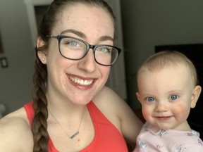 Fitness instructor Karissa Merrylees and her daughter, Ava, who is usually by her side during workouts.