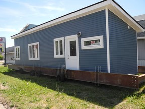 Tiny home sits on  North Augusta Road waiting for a permanent site. Wayne Lowrie/Recorder and Times