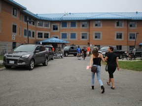 Students move into residence at Sault College's Ray Lawson Hall in Sault Ste. Marie, Ont., on Sunday, Sept. 6, 2015. (BRIAN KELLY/THE SAULT STAR/POSTMEDIA NETWORK)