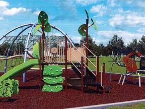A concept graphic shows a portion of the proposed playground at Cascade Park in western Belleville. It's one of three playgrounds for which city council has awarded contracts for upgrades.