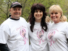 Tracy Dinelle, centre, adopted an activist role following her 2012 cancer diagnosis, being instrumental in the launch of Tracy's Dream. She received great support from her husband, Dennis, and mother, Rena Ross, in her cancer fight. JEFFREY OUGLER/THE SAULT STAR/POSTMEDIA NETWORK