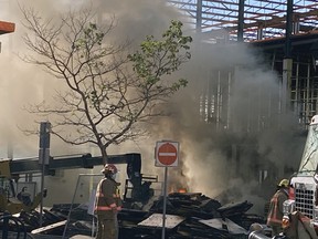 A large fire broke out at the construction site of the Indwell supportive housing project in downtown Simcoe Thursday morning. No injuries were reported. Indwell does not suspect the fire will unduly delay plans to open the 50-unit apartment building in early 2022. – Kim Novak