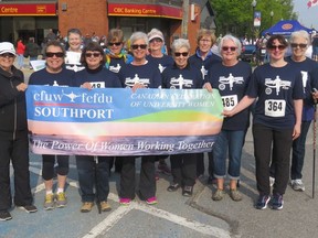 The Southport CFUW (Canadian Federation of  University of Women) team – shown here in 2019 -  is virtually walking, running and cycling across Canada to raise money for Saugeen Memorial Hospital Foundation. After starting in St Johns they have passed Winnipeg hope to hit the BC coast by June 26. [SUPPLIED]