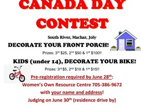 Residents of South River, Machar and Joly are encouraged to decorate their homes in a Canadian theme, as the South River Lions Club holds a COVID-friendly Canada Day contest.