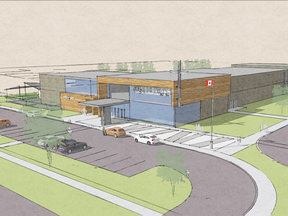 Shown is a proposed design from VG Architects for the new Catholic elementary school planned for south Chatham. (Handout)