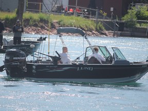 Anglers on the St. Mary's River in Sault Ste. Marie, Ont., on Wednesday, June 23, 2021. (BRIAN KELLY/THE SAULT STAR/POSTMEDIA NETWORK)