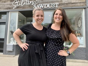Tasha Aspden, left, and Kelsey Kuchma, co-owners of Stilettos & Sawdust, one of nearly three dozen new businesses to open in downtown Stratford during the pandemic. Cory Smith/Stratford Beacon Herald