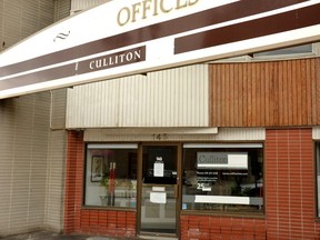 The offices of Culliton Law on Ontario Street in Stratford remain closed after lawyer Gerald Culliton had his law license suspended for failing to cooperate with a Law Society of Ontario investigation into the alleged misappropriation of funds held in trust on behalf of his former clients. (Galen Simmons/The Beacon Herald)