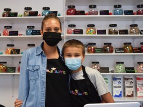 Uptown Sweets opened for the first time June 17, offering a selection of popular and nostalgic candy on Exeter’s Main Street South. Pictured are owner Lisa Johnson and Blake Tomes. Dan Rolph