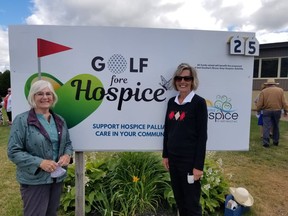 Nancy Baillie, the Golf Fore Hospice chair, along with Golf Fore Hospice Committee member Suzanne White at the Golf Fore Hospice event on June 22 at the Walkerton Golf and Curling Club. As of publication, the event generated $116,000. Funds raised from the event will go towards the proposed Southern Bruce Grey Hospice Satellite location in Walkerton. KEITH DEMPSEY