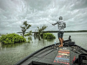 Sun protection is an important consideration for all anglers today. Jeff Gustafson wears a sun hoody and protective gloves most days on the water.