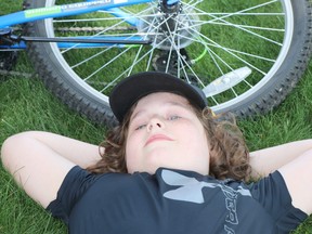 Easton Notte plans to ride his bike the entire length of the John Rowswell Hub Trail to raise cash for Sault Ste. Marie YMCA. Photo taken Wednesday, June 30, 2021 in Sault Ste. Marie, Ont. (BRIAN KELLY/THE SAULT STAR/POSTMEDIA NETWORK)