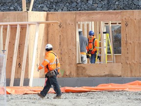 Construction continues on 14 townhouses at Chartwell Meadowbrook Retirement Community in Lively, Ont. on Tuesday November 24, 2020. Mayor Brian Bigger says despite the pandemic, building and development activity in the city continues to be "extremely strong."  John Lappa/Sudbury Star/Postmedia Network