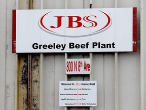 The Greeley JBS meat packing plant voluntarily closed until April 24 in order to test employees for the COVID-19 virus. (Photo by Matthew Stockman/Getty Images)