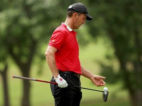 Mike Weir of Bright's Grove, Ont., prepares to play his shot from the 13th tee during the first round of the Senior PGA Championship at Southern Hills Country Club on May 27, 2021, in Tulsa, Oklahoma. (Photo by Dylan Buell/Getty Images)