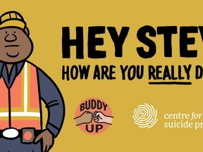 The Buddy Up campaign is an initiative encouraging men to have real conversations, as well as offers supports for men having thoughts of suicide. Supplied image/ CMHA