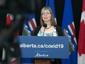 Alberta's chief medical officer of health Dr. Deena Hinshaw gives an update on COVID-19 on Tuesday, June 8, 2021.