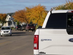 A photo radar camera is visible in a white truck in front of Maude Clifford Public School on Lakeland Drive in Grande Prairie. Enforcement Services has an ongoing evaluation of its Automated Traffic Enforcement underway said manager Kelly Kokesch.