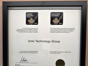 The Ionic Technology Group received national recognition June 9 and was named one of the recipients of the Canadian Business Excellence Awards for Private Businesses.