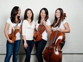 Ensemble Made in Canada — Elissa Lee, left, (violin), Angela Park (piano), Sharon Wei (viola) and Rachel Mercer (cello) — won the Juno award for classical album of the year (solo or chamber). Park and Wei teach at Western University's Don Wright faculty of music.