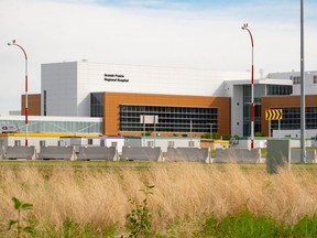 Work continues on the Grande Prairie Regional Hospital, which is expected to open at the end of 2021.