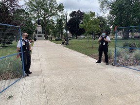 Around the clock security has been put in place at Victoria Park as work on a memorial to Indigenous children who lost their lives in Indian residential schools is put in place.