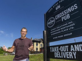 Brad Jones of Jones Entertainment Group announced plans for the Road to Rock the Park Dinner Series more than a month ago. But the Middlesex-London Health Unit said the planned concerts for a crowd of 100 people on a patio at Crossings Pub and Eatery aren't allowed under current provincial COVID-19 pandemic restrictions. (Mike Hensen/The London Free Press)