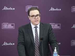 Government House Leader Jason Nixon from Edmonton on February 24, 2021. Nixon said Wednesday the spring legislature sitting will wrap up by Thursday morning, and that the government will likely prorogue, or end, the session in the fall and start fresh with a throne speech.