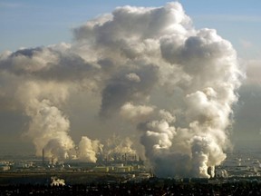 Emissions from Refinery Row create an artistic palette in the skies above east Edmonton on October 20, 2020.